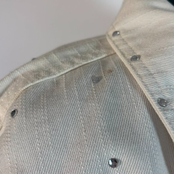 Vintage White Denim Jacket with Scattered Rhinestones - Picture 2 of 4